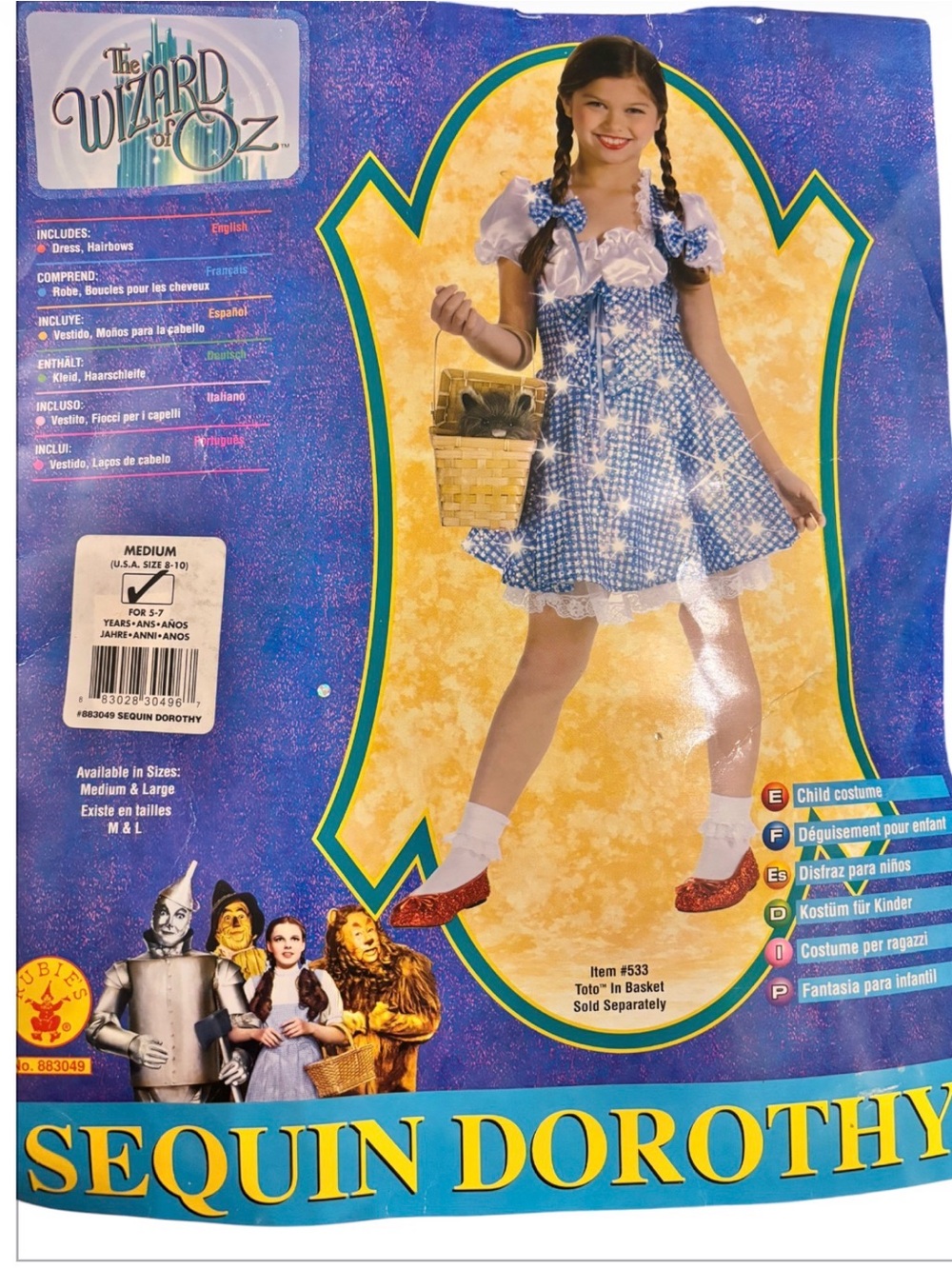 Vintage Rubie's Sequin Dorothy Kids Costume – Blue & White Wizard of Oz